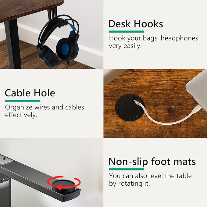 Adjustable Height Computer Workstation - Electric Lifting Sit Stand Desk Rising Computer Table That Raises Up and Down for Home Office