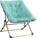 Walsham Folding Comfy Chair Faux Fur Soft Cozy Lounge Reading Papasan Chair for Adults Kids Bedroom Living Room Dorms Small Space Green