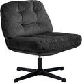 Nouhaus Balloon Criss Cross Chair Cross Legged Swivel Vanity Chair with Wide Comfy Padded Seat Armless No Wheels Fabric Modern Home Lounge Chairs for Living RoomBedroom(Black)