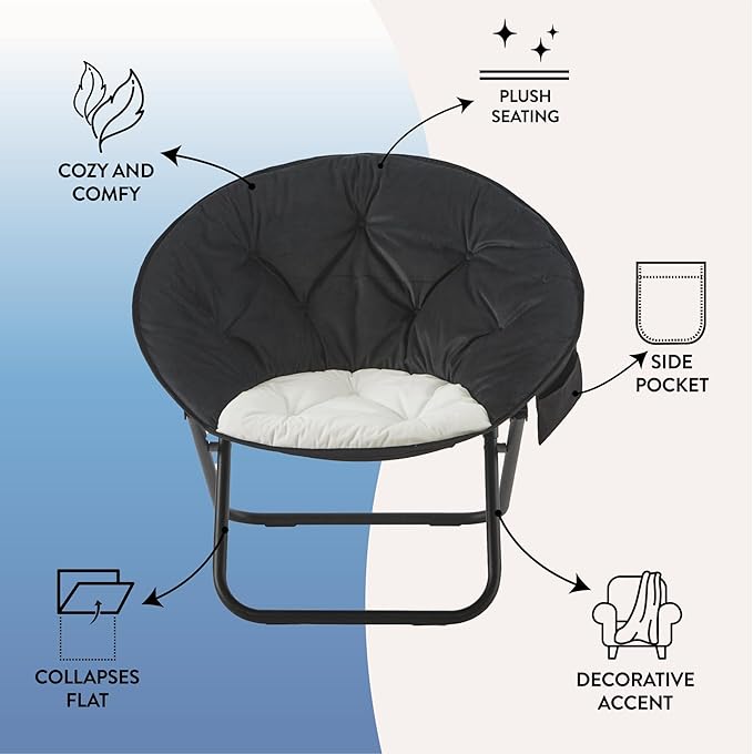 Urban Lifestyle Colorblock Micromink Saucer™ Chair with Black Legs Black/White
