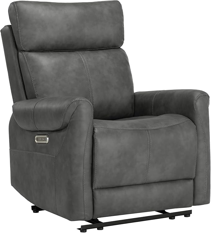 Wall Hugger Recliner Chair for Adults Faux Leather RV Recliner with USB Charging Ports Electric Power Reclining Sofa for Living Room Home Theater Seating Bedroom