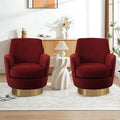 SLEERWAY 360° Swivel Barrel Chair Set of 2 28.3 Modern Velvet Round Accent Chair Comfy Upholstered Small Armchair with Gold Metal Base for Living Room Bedroom Nursery Office Sillas para Sala Red