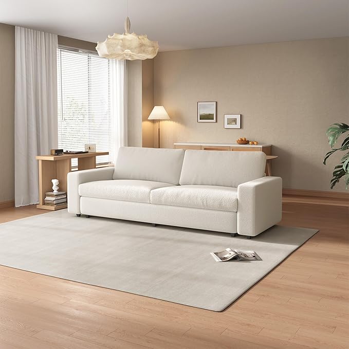 83.46 Extra Comfy 2-Seater Cloud Couch Modern Loveseat Sofa for Living Room &amp Bedroom Small Sofa with Teddy Fleece 330LBS Capacity Cream White