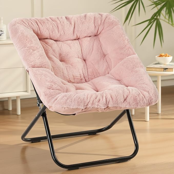 Sweetcrispy Comfy Chair for Adults Foldable Living Room Chair Soft Faux Fur Lounge for Bedroom Dorm Rooms Comfortable Reading Chair for Teens X-Large