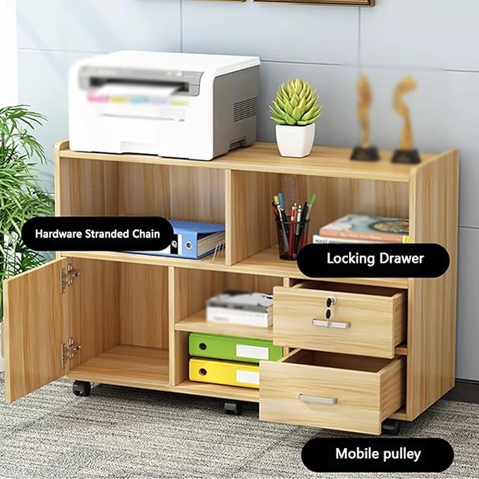 Desk Sideboard Printer Cupboard Mobile Data Cabinets Drawer Storage Floor File Cabinet(B)