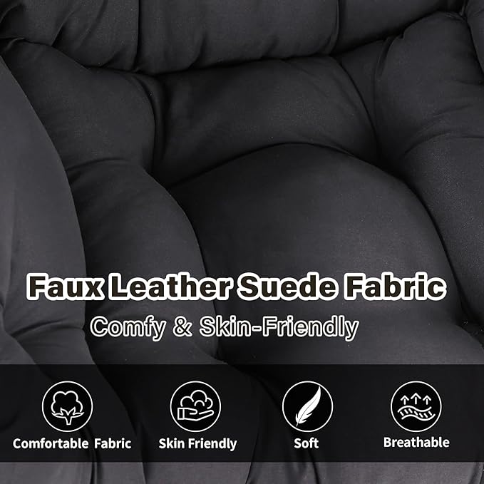 Lazy Chair with Ottoman Modern Accent Chair Contemporary Lounge Leisure Sofa Chair with Armrests Reading Chair and Folding Footstool Set for Living Room Bedroom Office Black