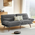 Pipishell Futon Sofa Bed 66 Inch Corduroy Futon Couch Convertible with Adjustable Backrest and Armrests Recliner Sleeper Sofa for Small Spaces Living Room Office Guest Room (Grey 66 Inch)