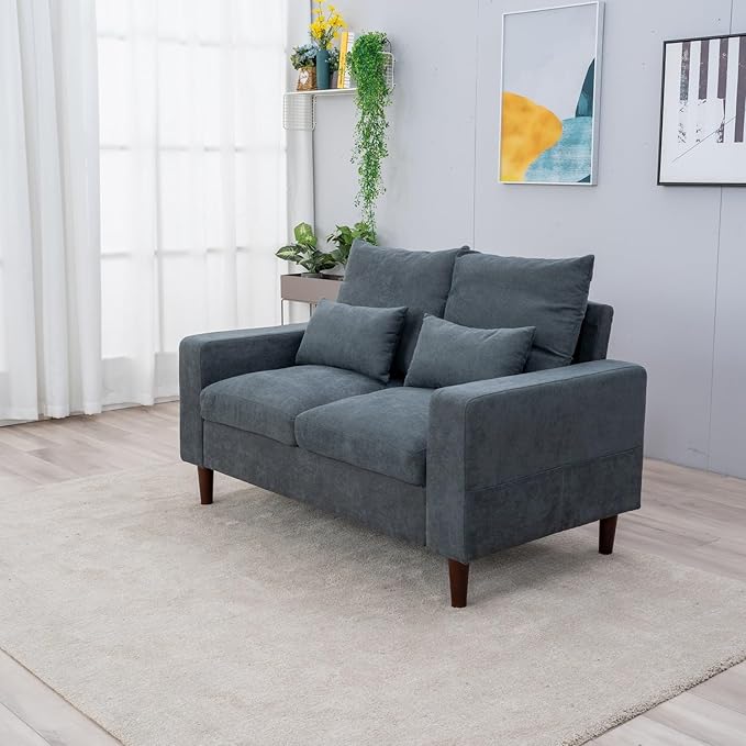 Panana Convertible Sectional Sofa CouchL-Shaped 2 or 3-Seat Sofa Sectional with Reversible Ottoman for Small Living Room Apartment (Gray Linen Fabric 2 Seater ONLY - Track arms)