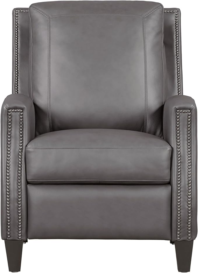 Parker Living Hunter - Echo Grey Leather Recliner Chair Manual Pushback Recliner Top Grain Leather with Match Comfortable Seating for Living Room Relaxation