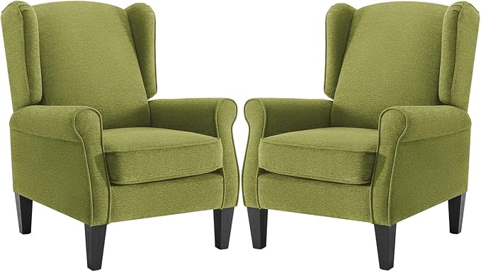 Accent Chair for Living Room Set of 2 High Back Reading Armchairs with Removable Seat Cushion Mid-Century Single Couch in Fabric Modern Ergonomic Wingback Chair for BedroomClub Balcony