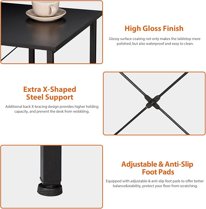 Home Office Desk Study Writing Computer Desk with 2 Storage Shelves Small Industrial Modern Simple Style Laptop Table for Home Office Study Bedroom Gaming (36 Inch Black)
