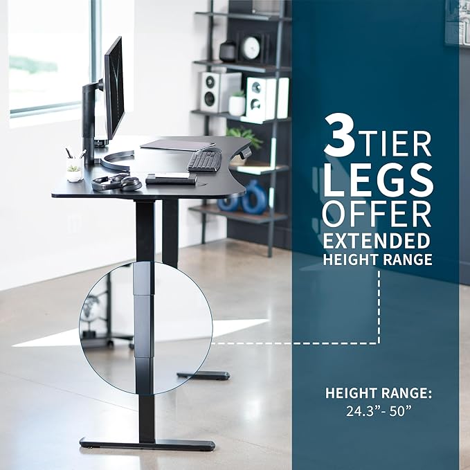VIVO Electric 63 x 32 in Dual Motor Standing Desk Memory Height Adjustment 2B Series Black Carbon Fiber Top Black Frame DESK-KIT-2B1R