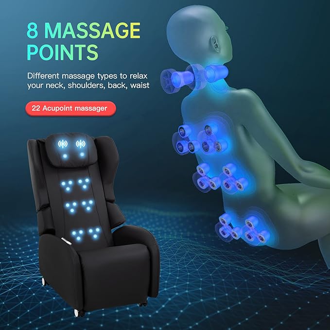 Full Body Shiatsu Massage Chair with 3-Speed Folding Backrest Electric Massage Chair Easy to Move for Living Room Bedroom Office Black