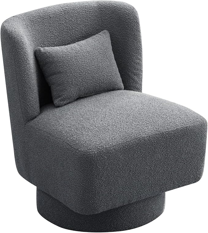 23.6 W Swivel Accent Chair and Comfy Accent Sofa Chair for Living Room 360 Degree Club Chair Leisure Chair for Bedroom Living Room Lounge Hotel Office (Gray Boucle)