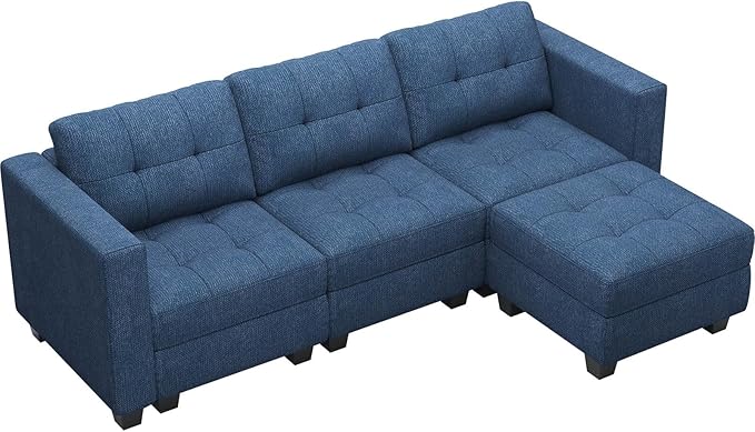 Belffin Modular Sectional Sofa L Shaped Sofa Couch with Storage Seats Convertible Sectional Couch Modular Sofa with Reversible Chaise Fabric Blue