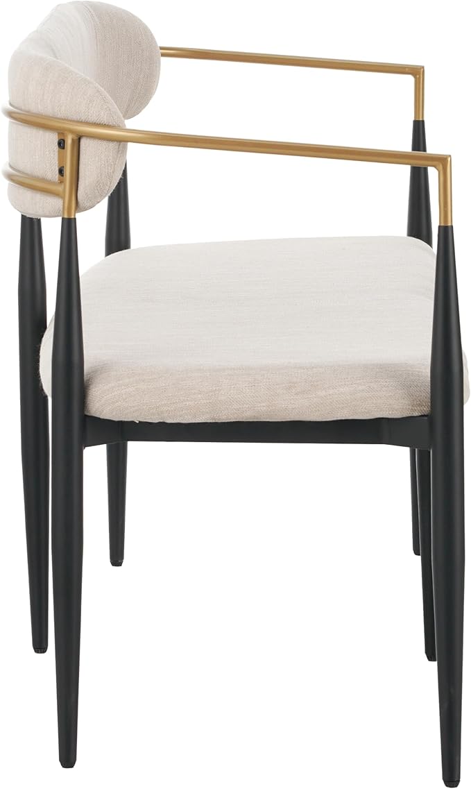 Christopher Knight Home Names Modern Metal Loveseat Living Room Fabric Upholstered Settee Curved Open Backrest 2-Seater Sofa Cozy Couch for Bedroom Apartment Home Office Black+ Gold + Beige