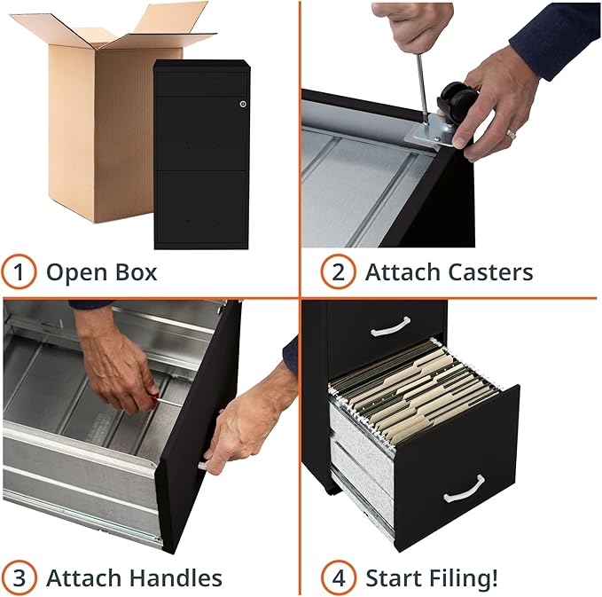 Lorell LYS SOHO Box/File/File 3-Drawer Mobile File Cabinet Black