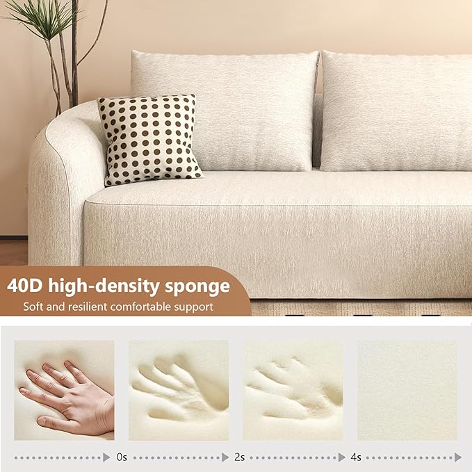 138.6 Modular Sectional Couches Luxury Modern Curved Back U-Shape Sofa Set with OttomanMinimalist Comfy Boneless Cloud Couch for Living Room Apartment(Right Facing ChaiseWhite)