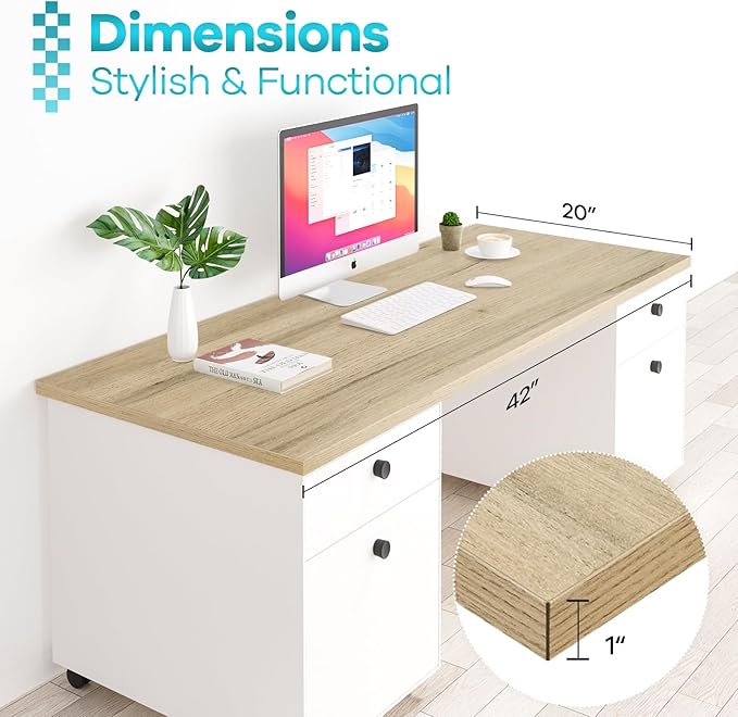 Kaboon 42x20 inches Tabletop Solid One-Piece Desktop for Sit Stand Desk Double Desks L Desk DIYWood Countertop Home or Commercial Use1 inch Thick Light Oak 20 D x 42 W