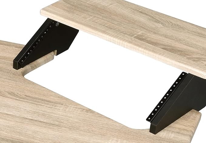 Home Office Desks Versatile Design Music Recording Studio Desk Modern Wooden 4-Shelf Music Recording Studio Black Oak Desk Office Desk with Storage for Living Room/Home Office/Study Room (Oak)