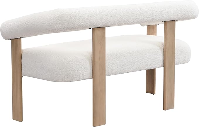 Christopher Knight Home Celen Modern Boucle Fabric Upholstered Loveseat with Round Armrest and Rubberwood Frame Comfy Living Room 2-Seater Sofa Space-Saving Couch for Hotel/Apartment Beige+Natural