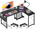 AODK L Shaped Desk 50 Inch Computer Desk with Storage Bag Reversible Home Office Desk with Host Stand Black Corner Table for Bedroom Studio Modern Wood PC Desk for Study Work