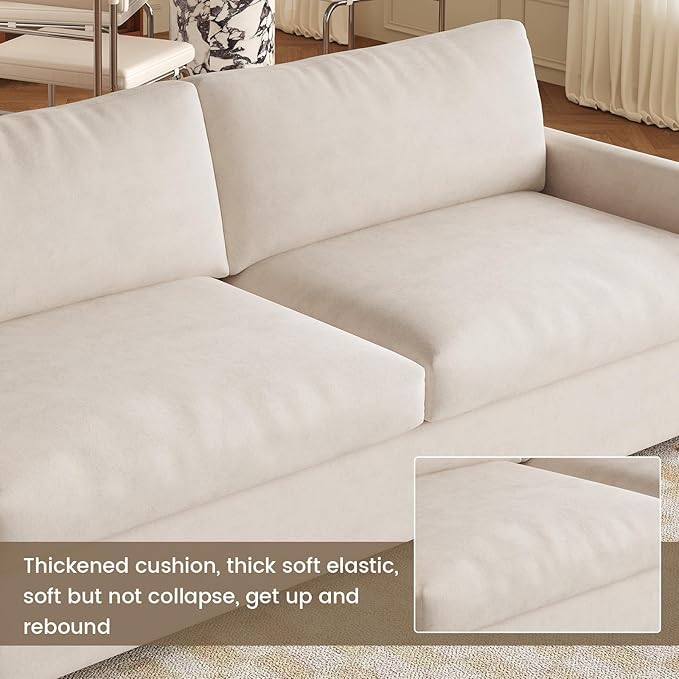 Cloud Loveseat Sofa 70 Contemporary Upholstered Oversized 2-Seater Couch for Small Spaces Comfy Loveseat for Bedroom &amp Living Room Soft Polyester Velvet Cream White