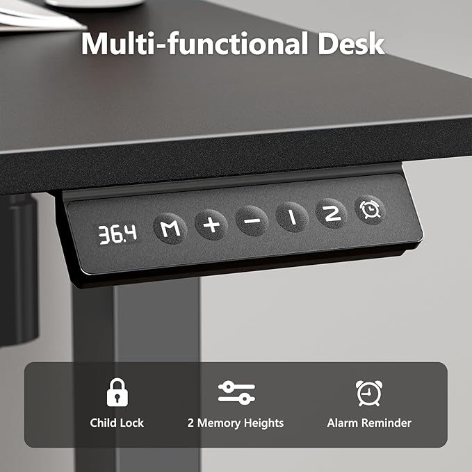 Electric Standing Desk 48 x 24 Inches Height Adjustable Sit Stand Computer Desk Home Office with Memory Presets (Spliced DesktopBlack)
