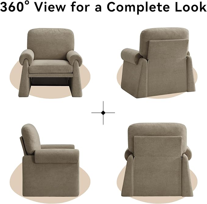 Oversized Accent Chair Comfy Living Room Chairs Single Sofa Chair with Thick Cushion and Armrests Upholstered Arm Chair for Living Room Modern Armchair Reading Chair for Bedroom Grey