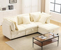103 Modular Sectional Sofa L-Shaped Corduroy Comfy Sectional Couches for Living Room 3-Seater Cloud Couches with 1 Ottoman Modern Deep Seat Sofa with Large Storage Corduroy Beige