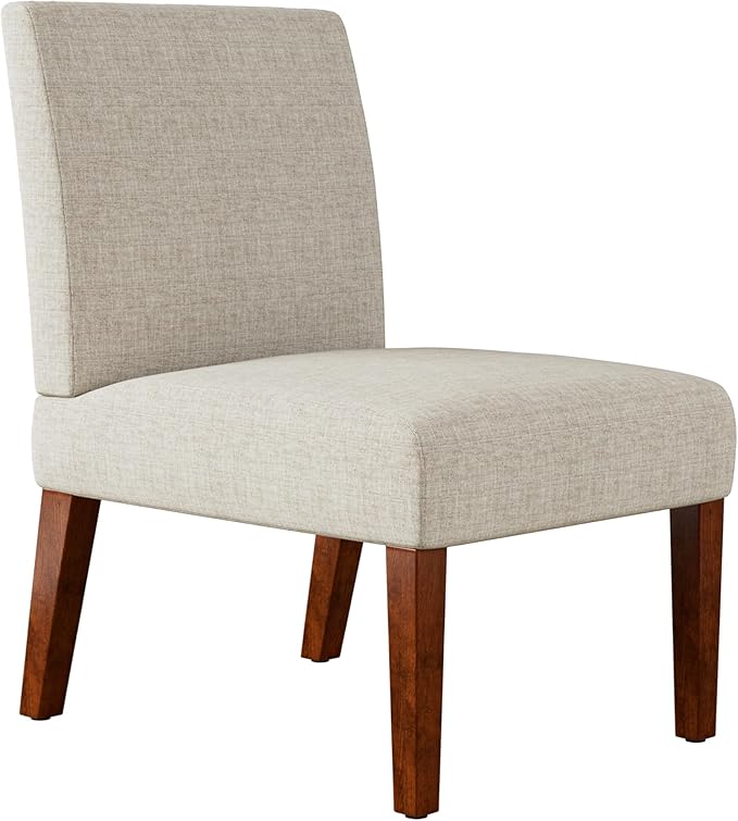 Set of 2 Accent Chairs with Matching Table Linen Upholstered Solid Wood Side Chairs for Living Room Bedroom Waiting Room Guest Lobby Beige