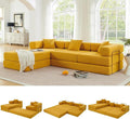 108'' Modular Sectional Sofa Bed Convertible Folding Sofa Bed With Removable Backres Boneless Cloud Couch with Deep Seat Modern Fold-Out Futon Couch Bed for Living Room No Assembly RequiredYellow