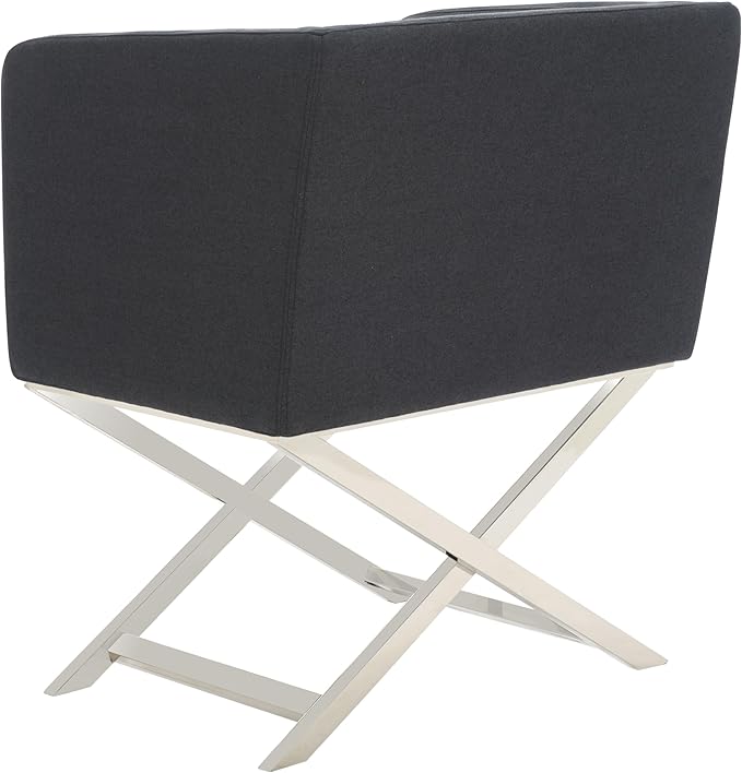 Safavieh Home Collection Celine Navy and Chrome Modern Glam Cross Leg Chair