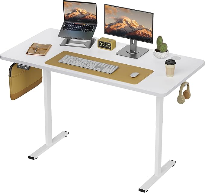 Simple Deluxe 24x63 Inches Sit Stand up Desk with Cable Management Electric Standing Desk Adjustable Height Stand up Desks Ergonomic Rising Computer Table with Memory Preset White