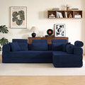 KEIKI 106 4Seat Modular Sectional Corduroy Sofa Couch for Coastal Home Home Office Family Friendly Beach Lovers Cozy Warm Perfect for Entertaining Relaxation Classic Refined Design Blue