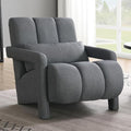 Accent Chair Modern Upholstered Armchair with Pillow Breathable Linen Fabric Comfy Reading Chair for Living Room Bedroom Small Spaces Office Study Grey