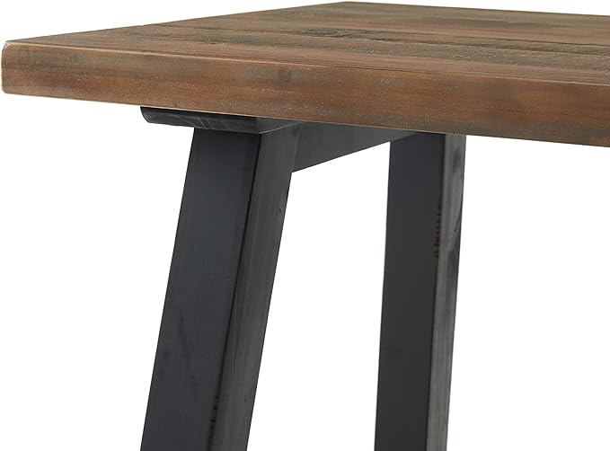 Alaterre Furniture Adam 48 in. Solid Pine Wood Desk Rustic Industrial Style with Distressed Black Sawhorse Legs Natural Wood Finish Home Office Workstation 48 in. W x 23 in. D x 30 in. H