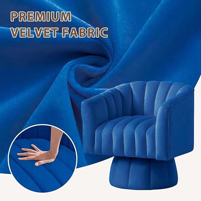 YSICK Swivel Accent Chair360°Swivel Barrel Chairs Mid-Century Chair with Wide Upholstered Modern Velvet Fabric Round Armchair for Living Room Lounge Bedroom