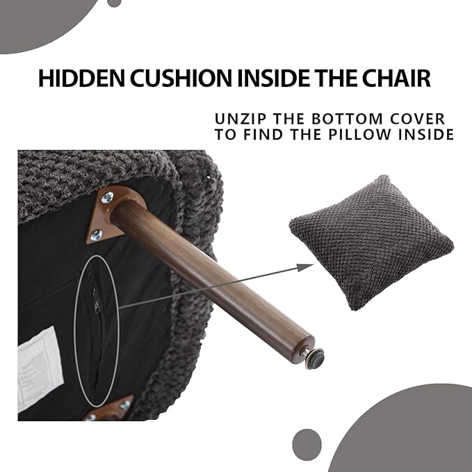 Accent Chair for Bedroom Shell Shaped Corduroy Vanity Chair with Pillow Living Room Decorative Armchair with Removable Petal Backrest Small Single Reading Sofa for Makeup Nail Office