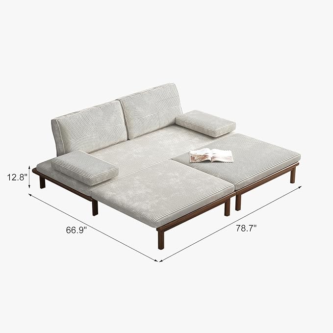 Lartis 78.7 Sofa Bed Sleeper Pull Out Couch Modern Couch Convertible Modern Futon for Living Room/Apartment/Bedroom Modular Design SofaFull Solid Wood Frame