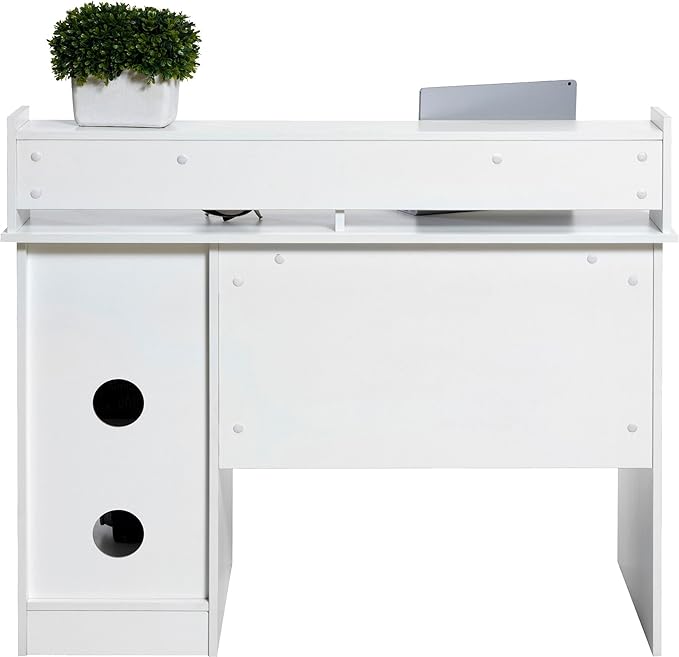 OneSpace Essential Computer Desk Hutch with Pull-Out Keyboard White