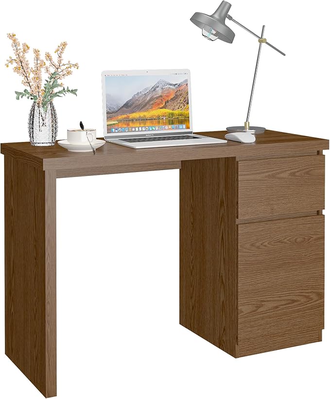 furtble Computer Desk with Drawers 43 Inch Wood Work Desk Home Office PC Desk Workstation with Storage Modern Computer Table for Bedroom Living RoomClassic Oak