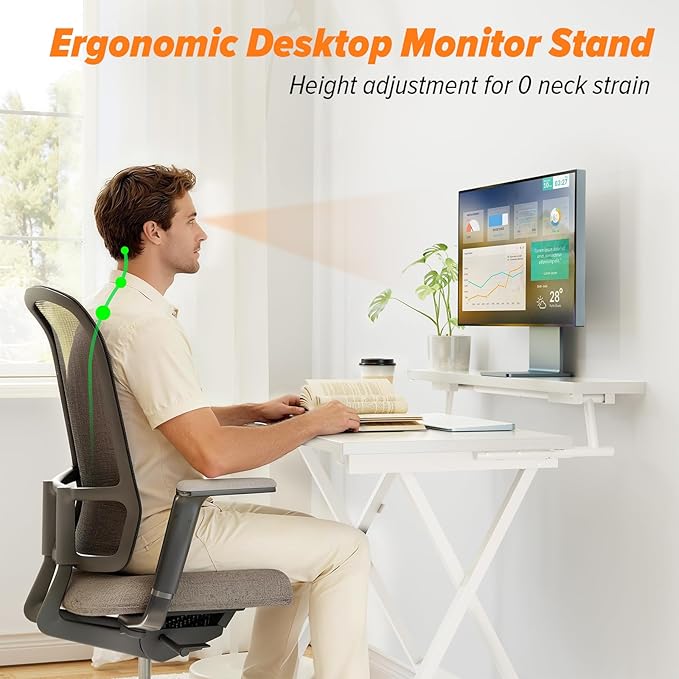 WOHOMO Folding Computer Desk with Adjustable Height 23.6 x 31.5 x 25.6 Foldable Table with Monitor Stand Small Office Desk for Bedroom Space Saving Desk for Home Office Easy Assemble White
