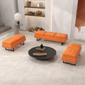 Kinfant Modern Futon Sofa Bed - Couch Bed with Soft Cushions for Living Room Bedroom and Small Space (Orange 7-Seater)