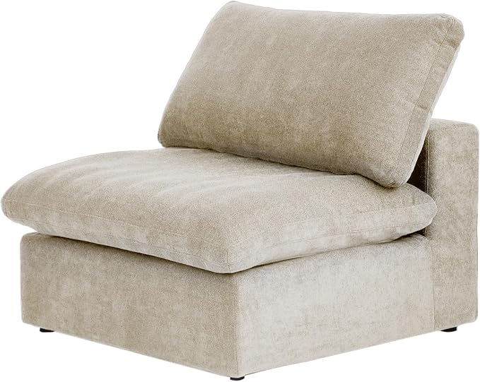 Cloud Modular Sectional Sofa with Thick Cushion Wide 4-Seater Minimalist Sofa CouchConvertible Couch Deep Seat Couches for Modern Living Room Sofa Sets (Khaki Middle Seat)