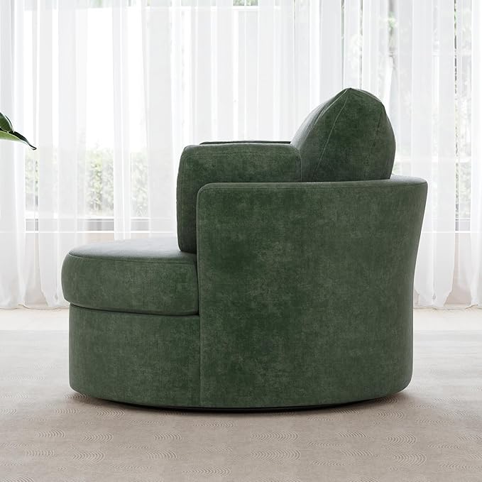 STARY Upholstered Swivel Barrel Sofa Modern Accent Chair with Cozy Cushioning Stylish Rotating Chair for Living Room Bedroom or Office