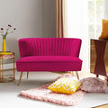 HULALA HOME Velvet Loveseat Sofa with Gold Legs Mid-Century Modern Upholstered Love seat Couch Tufted Small 2-Seat Sofa Armless for Living Room Bedroom Apartment Small Spaces Fuchsia