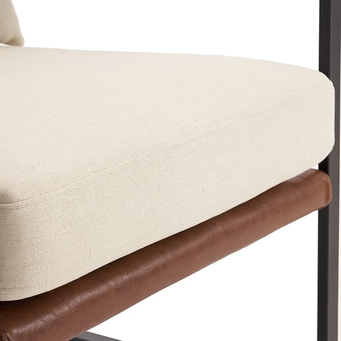 Beige Living Room Chairs Single Sofa Chair Side Chair for Living Room Living Room Accent Chair Office Accent Chair Armrest Frame Farmhouse Living Room Chair for Living Room Bedroom 63 x 80 x 89Cm