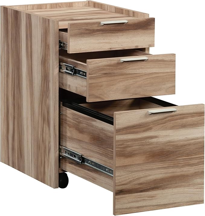 3 Drawer Small File Cabinet with Lock Under Desk Locking Drawers Storage Organizer for Home Office Filing CabinetsAcaciaWood