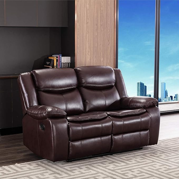 Familymill Breathable Leather Manual Reclining Loveseat for Living Room/Office/RV